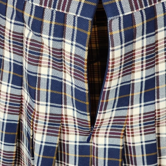 Tory Burch Plaid A-Line Skirt Size 14 Gold Chain Logo Preppy Academia Fall - Picture 8 of 11